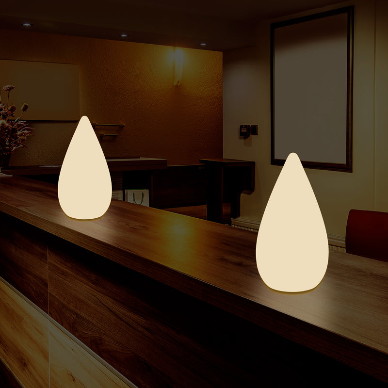 37cm Designer LED Gulvlampe, E27 Dråbeformet Bordlampe til Soveværelse, Varm Hvid