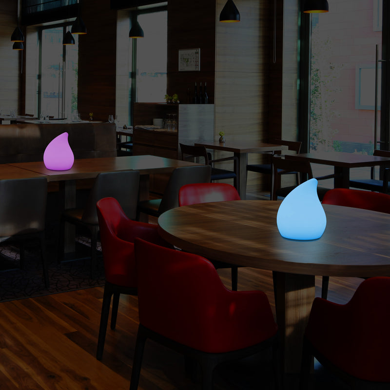 Dæmpbar Dekorativ LED Bordlampe, Farveændrende Dråbeformet Lampe med Fjernbetjening, 20cm