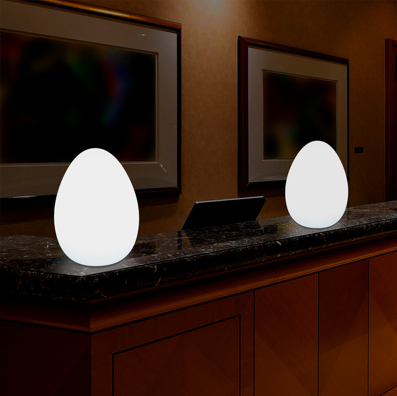 Moderne E27 LED Bordlampe til Stue, Værelse, Skrivebord, 37cm Æggeformet Lampe, Hvid