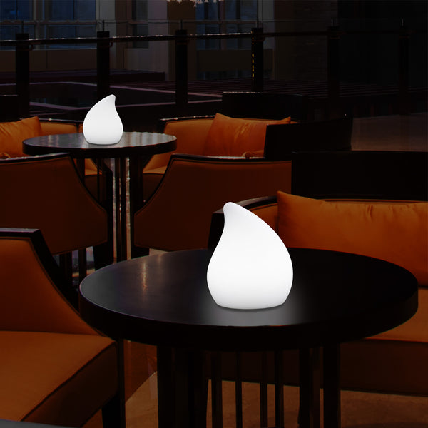 Unik LED Bordlampe til Stue, 20cm Høj Dekorativ E27 Tåreformet Lampe, Hvid