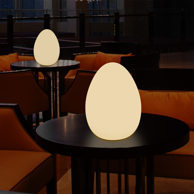 LED Bordlampe til Soveværelse med Varm Hvid E27 Pære, Moderne 37cm Æggeformet Lampe