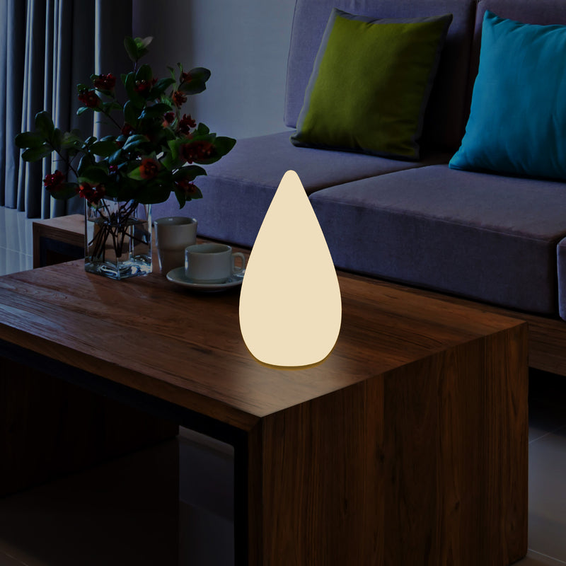 37cm Designer LED Gulvlampe, E27 Dråbeformet Bordlampe til Soveværelse, Varm Hvid