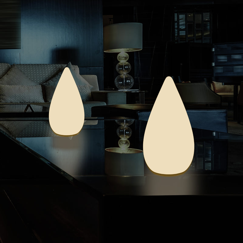 37cm Designer LED Gulvlampe, E27 Dråbeformet Bordlampe til Soveværelse, Varm Hvid