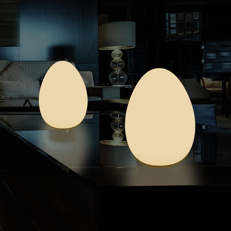 LED Bordlampe til Soveværelse med Varm Hvid E27 Pære, Moderne 37cm Æggeformet Lampe