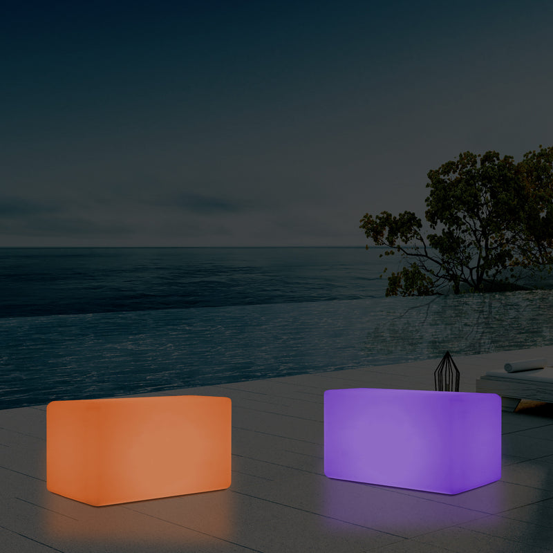 Bænkeformet Udendørs Lampe, Lysende LED Skammel Møbel, Stikkontakt, 55x35 cm