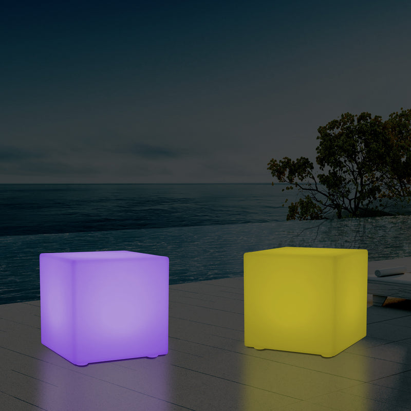 Stikkontaktdrevet Udendørs Havelampe, 60cm Kasseformet, Lysende Skammel Stol Møbel, RGB
