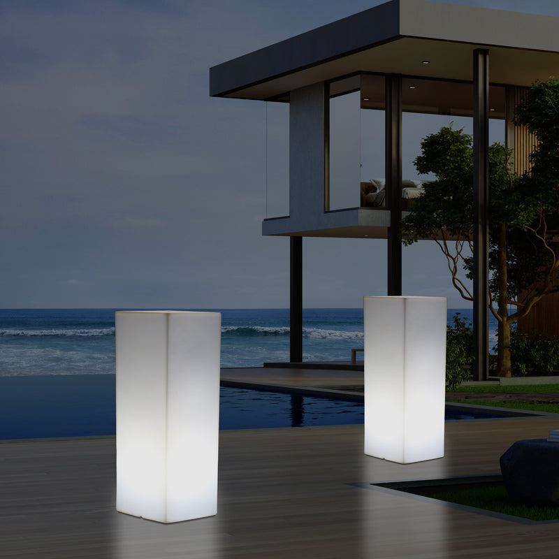 LED Sokkel Søjle Gulvlampe, Trådløs Udendørs Lampe til Terrasse eller Have, 110 x 30 cm