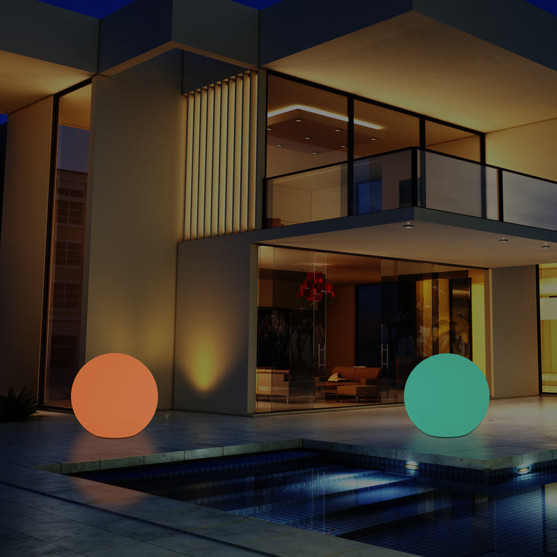 Udendørsbelysning LED Terrasselampe, 30cm Dæmpbar RGB Kuglelys, 5V Stikkontakt