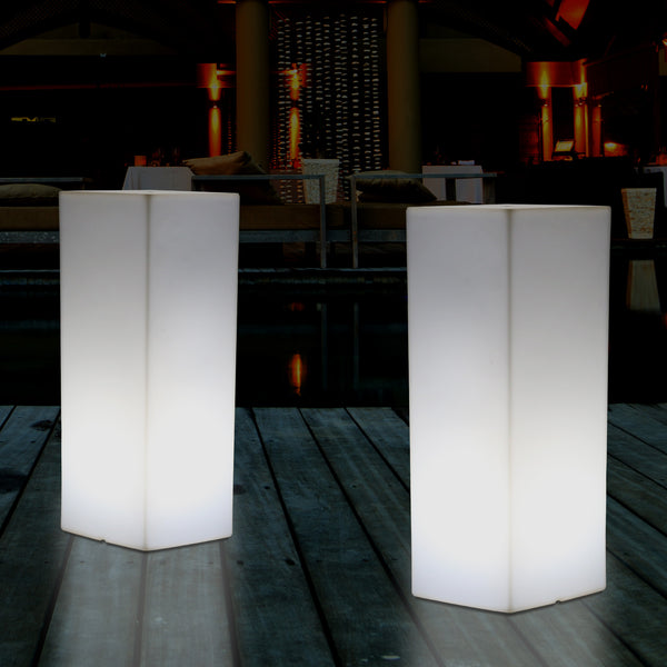 LED Sokkel Søjle Gulvlampe, Trådløs Udendørs Lampe til Terrasse eller Have, 110 x 30 cm