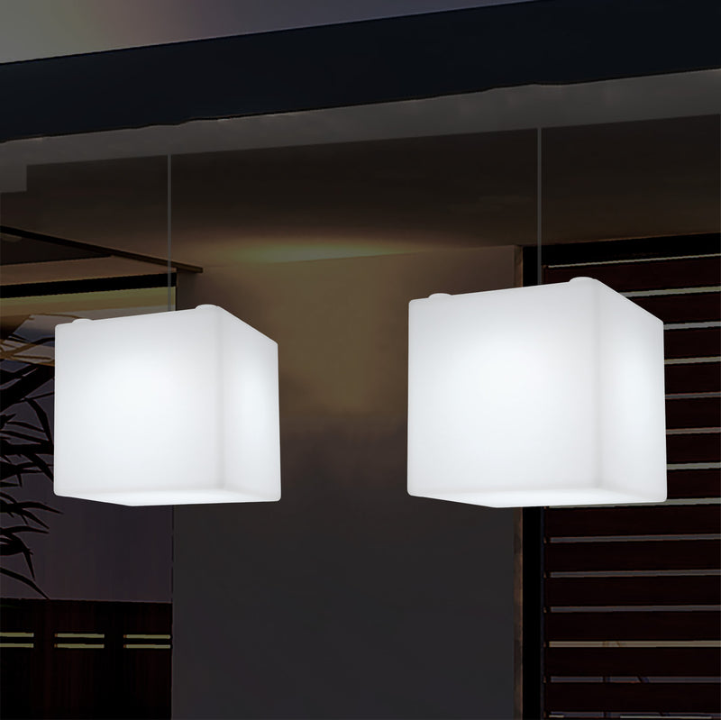 Udendørs Terrasse Hængelampe, Stikkontaktdrevet LED Loftlampe, 30cm Kasse, Farveskiftende