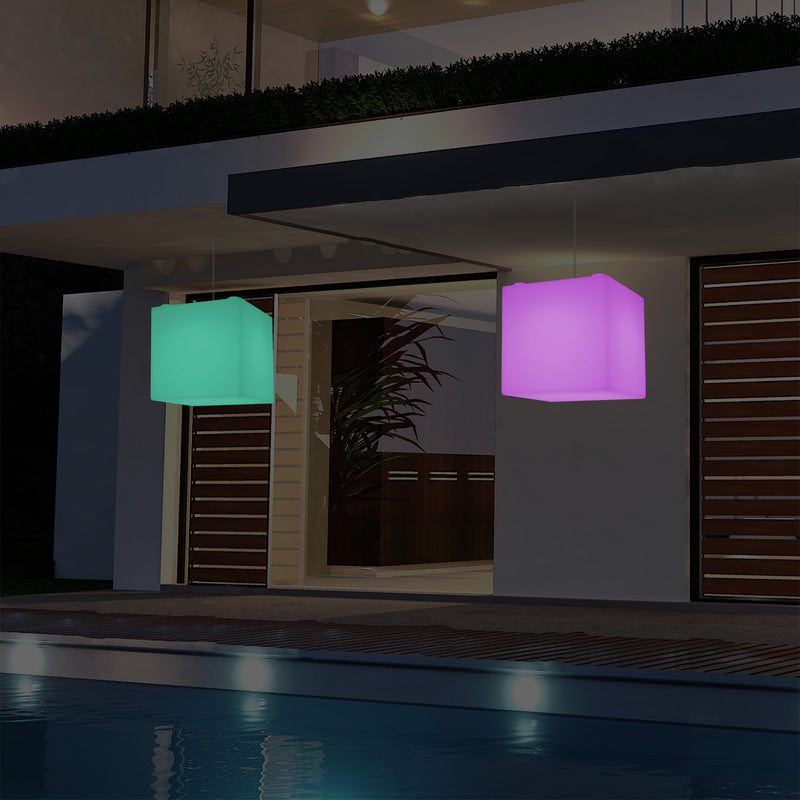 Udendørs Terrasse Hængelampe, Stikkontaktdrevet LED Loftlampe, 30cm Kasse, Farveskiftende