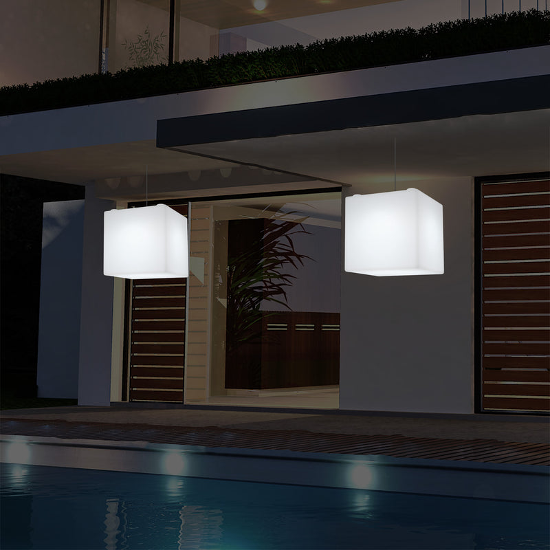 Udendørs Terrasse Hængelampe, Stikkontaktdrevet LED Loftlampe, 30cm Kasse, Farveskiftende