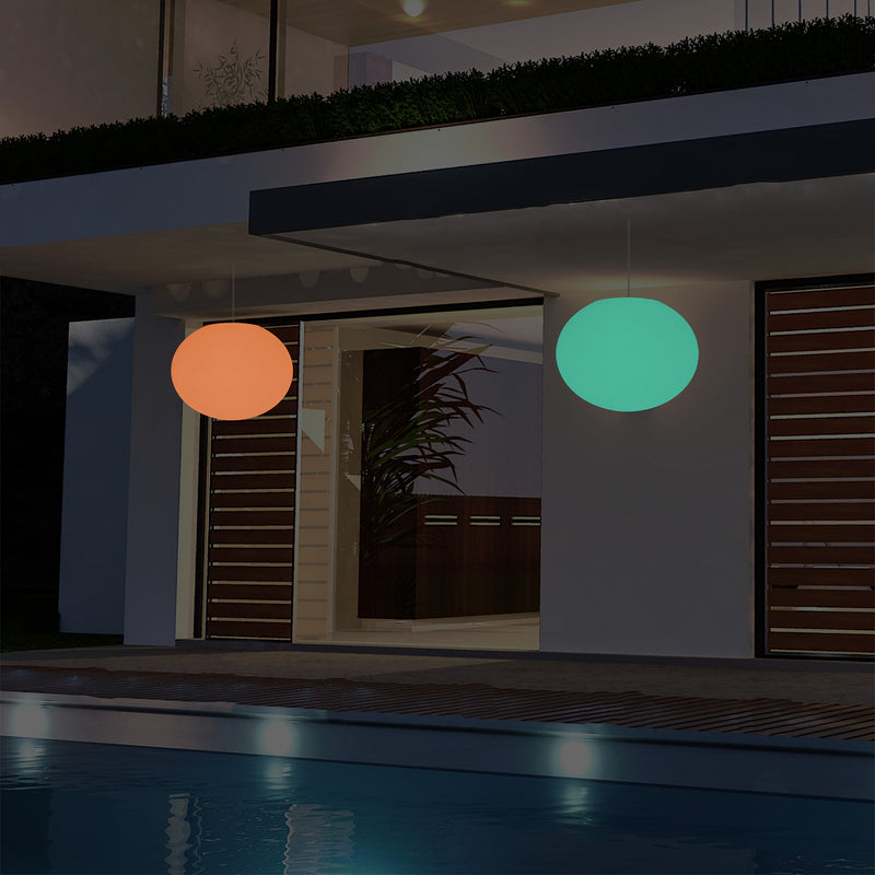 Udendørsbelysning Hængelampe, LED Loftlampe med Ledning, 27cm Oval Ellipse, RGB