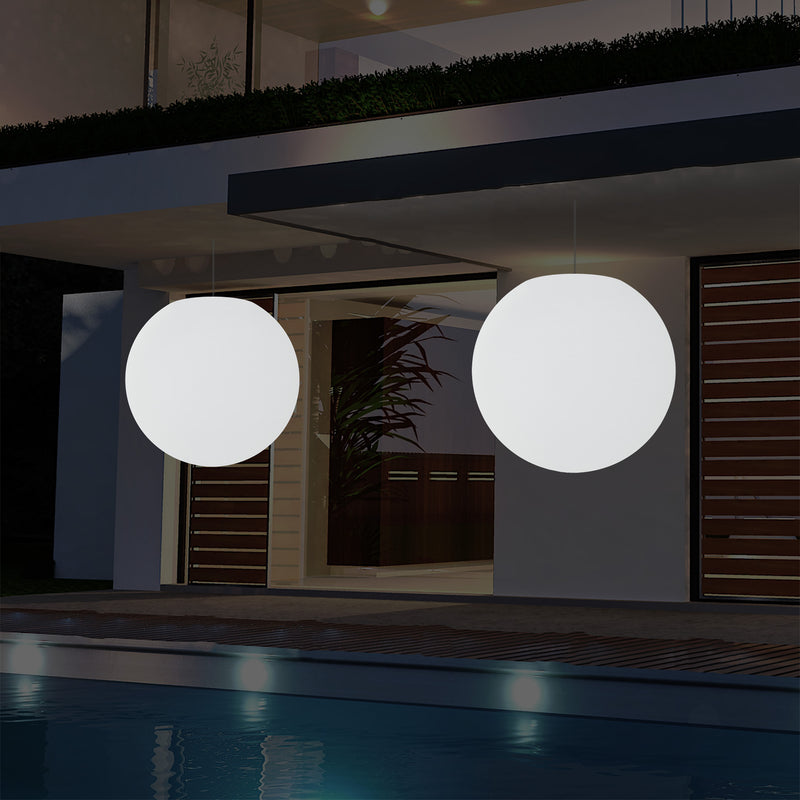 Udendørs Pendlerlampe Havebelysning, Stikkontakt LED Loftlampe, 60cm Globus, RGB