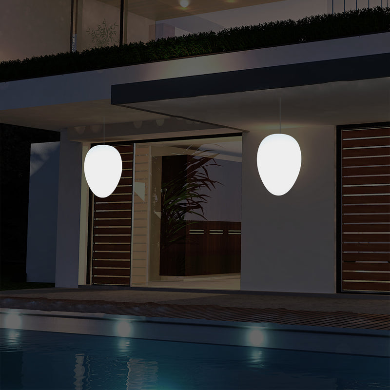 Udendørs Terrasse Havebelysning Loftlampe, 37cm Æggeformet LED Hængelampe, RGB