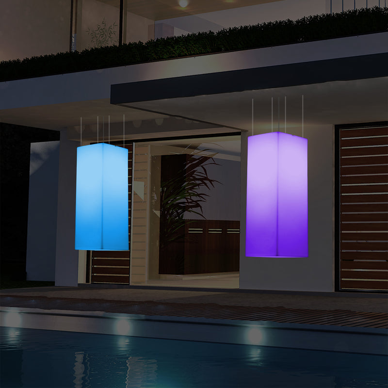 Udendørs Terrassebelysning Loftlampe, 110 x 30cm LED Søjleformet Pendlerlampe, RGB