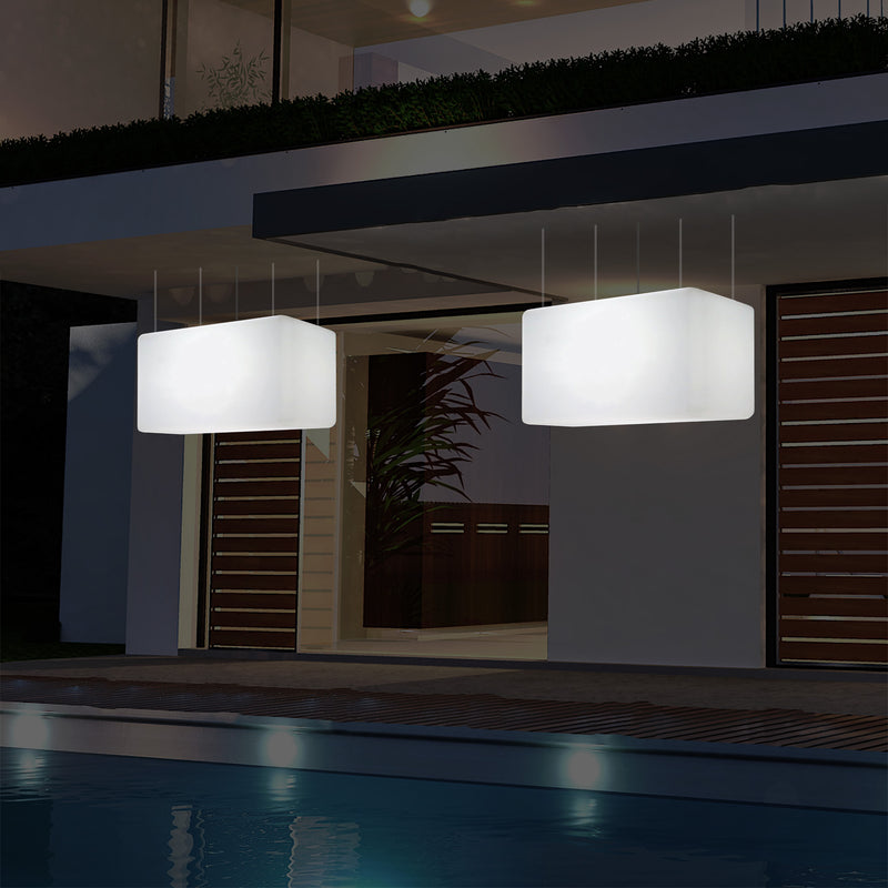 Loftlampe Udendørsbelysning, 55x35cm Aflang LED Stikkontaktdrevet Hængelampe, RGB