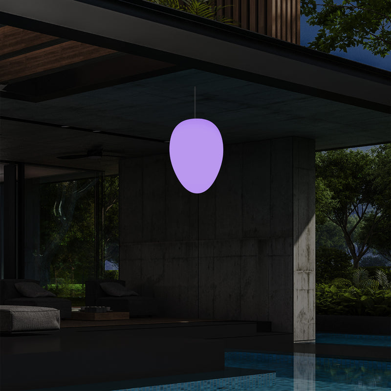 Udendørs Terrasse Havebelysning Loftlampe, 37cm Æggeformet LED Hængelampe, RGB
