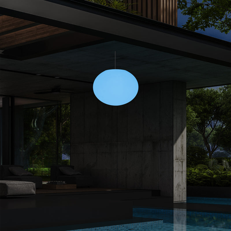 Udendørsbelysning Hængelampe, LED Loftlampe med Ledning, 27cm Oval Ellipse, RGB