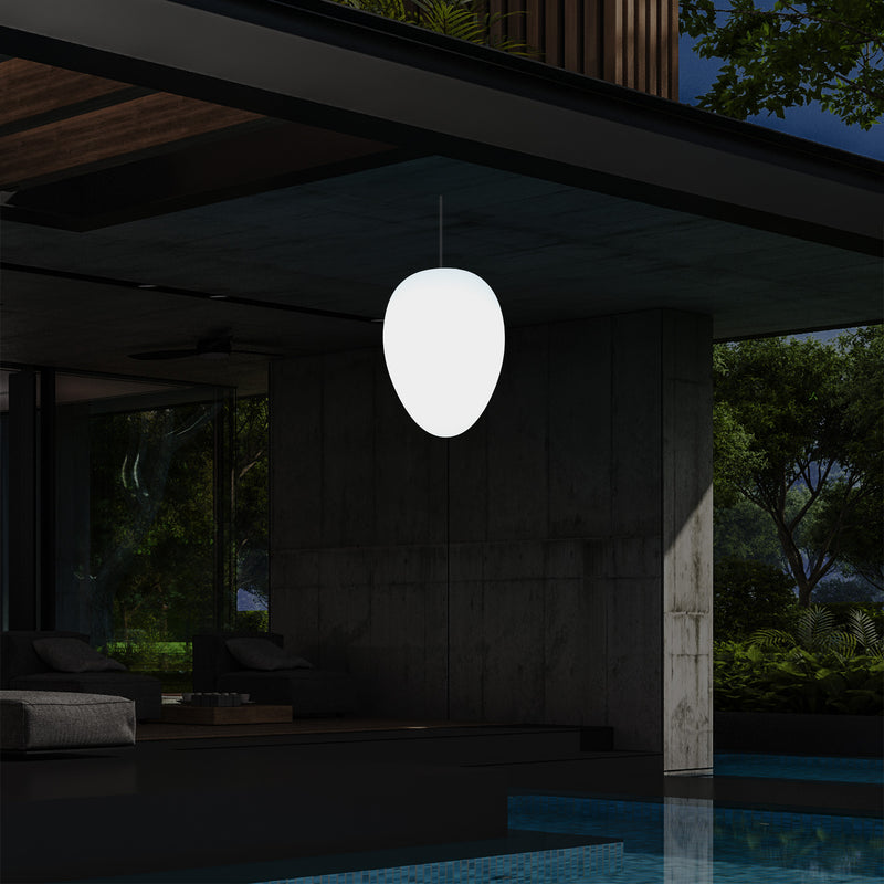 Udendørs Terrasse Havebelysning Loftlampe, 37cm Æggeformet LED Hængelampe, RGB