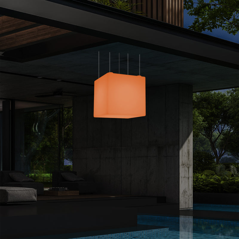 Stikkontaktdrevet Udendørs Terrassebelysning, 50cm LED Kasseformet Hængelampe, 5V Lavspænding