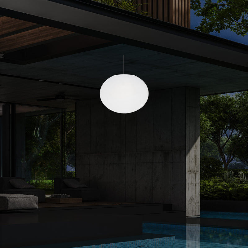 Udendørsbelysning Hængelampe, LED Loftlampe med Ledning, 27cm Oval Ellipse, RGB