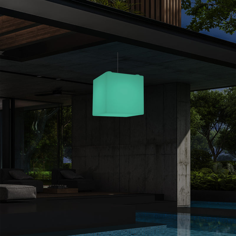 Udendørs Terrasse Hængelampe, Stikkontaktdrevet LED Loftlampe, 30cm Kasse, Farveskiftende