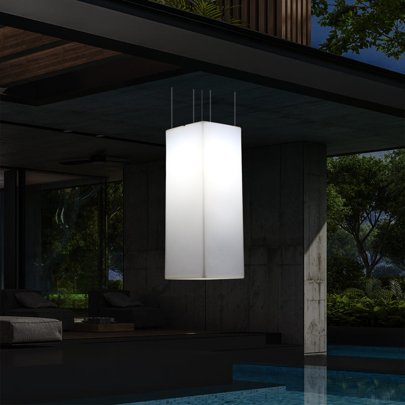 Udendørs Terrassebelysning Loftlampe, 110 x 30cm LED Søjleformet Pendlerlampe, RGB