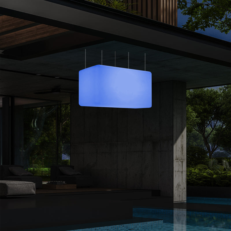 Loftlampe Udendørsbelysning, 55x35cm Aflang LED Stikkontaktdrevet Hængelampe, RGB