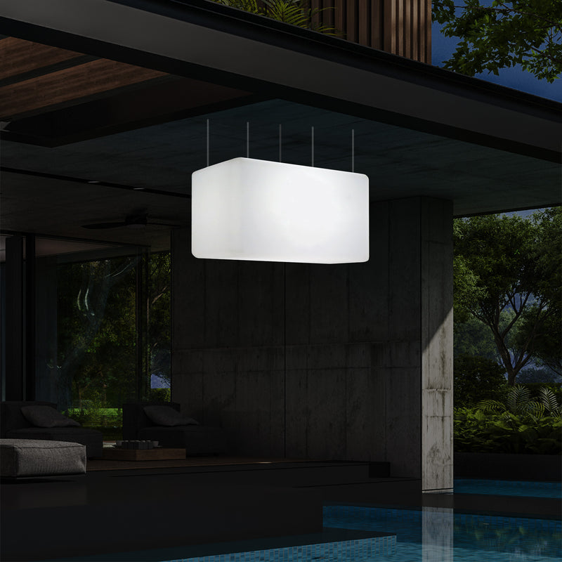 Loftlampe Udendørsbelysning, 55x35cm Aflang LED Stikkontaktdrevet Hængelampe, RGB