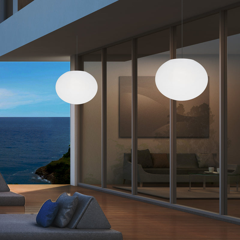 Udendørsbelysning Hængelampe, LED Loftlampe med Ledning, 27cm Oval Ellipse, RGB
