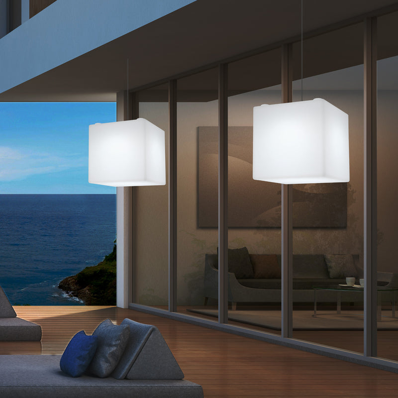 Udendørs Terrasse Hængelampe, Stikkontaktdrevet LED Loftlampe, 30cm Kasse, Farveskiftende