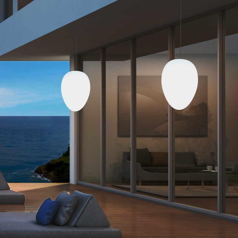 Udendørs Terrasse Havebelysning Loftlampe, 37cm Æggeformet LED Hængelampe, RGB