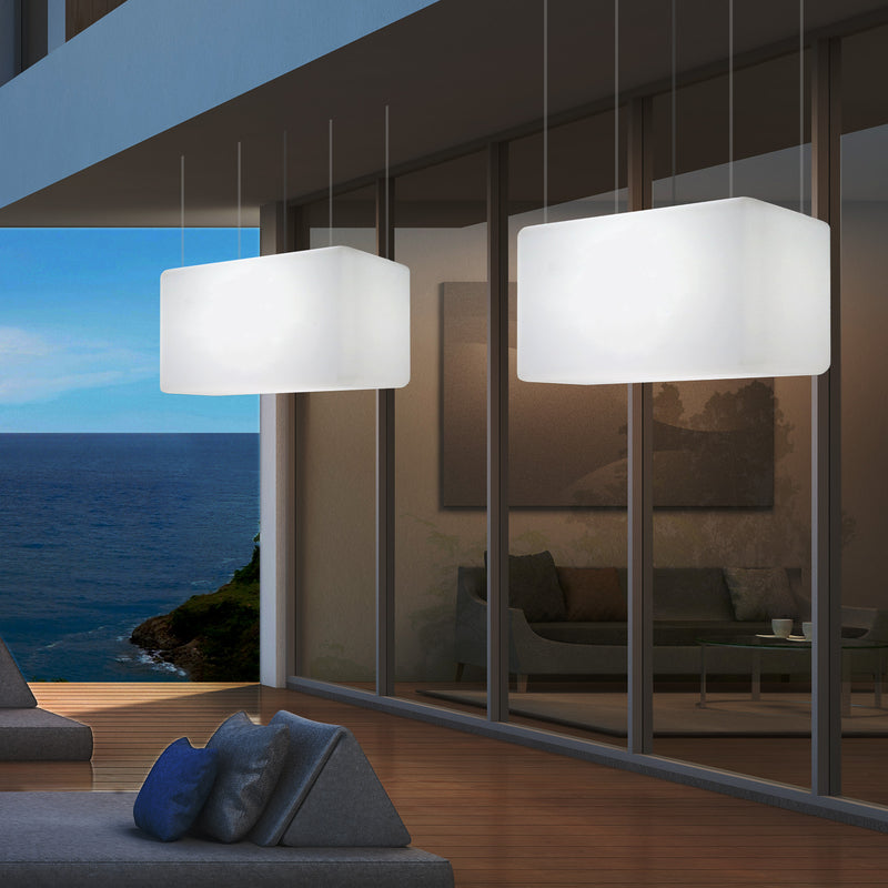 Loftlampe Udendørsbelysning, 55x35cm Aflang LED Stikkontaktdrevet Hængelampe, RGB