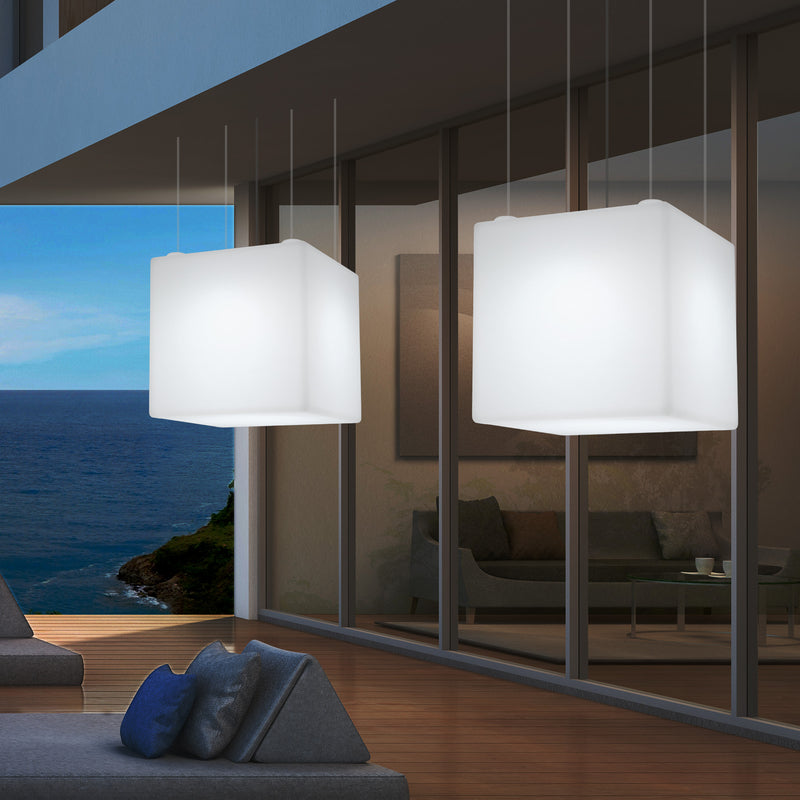 Udendørs Havebelysning Hængelampe, Stikkontakt LED Loftlampe, 60cm Firkantet, Flerfarvet