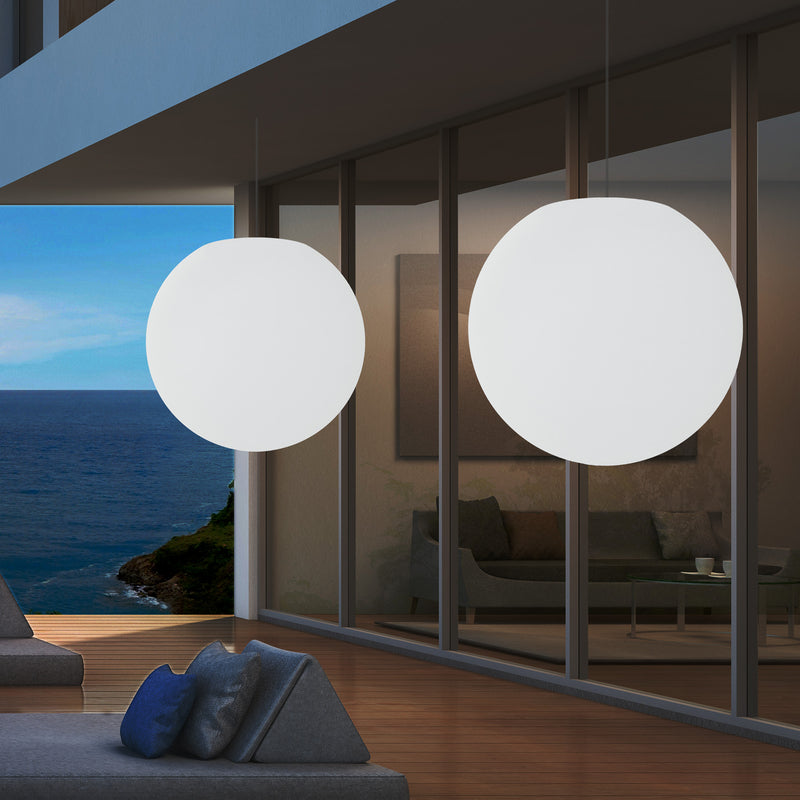 Udendørs Pendlerlampe Havebelysning, Stikkontakt LED Loftlampe, 60cm Globus, RGB