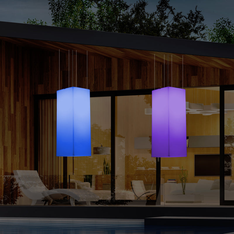 Udendørs Terrassebelysning Loftlampe, 110 x 30cm LED Søjleformet Pendlerlampe, RGB