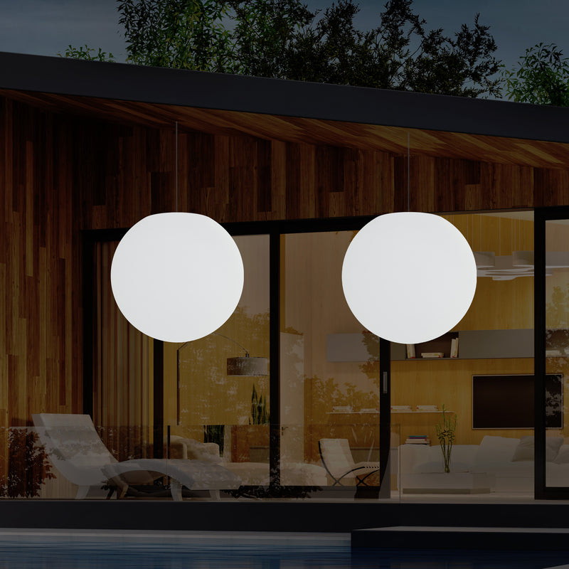 Udendørs Pendlerlampe Havebelysning, Stikkontakt LED Loftlampe, 60cm Globus, RGB