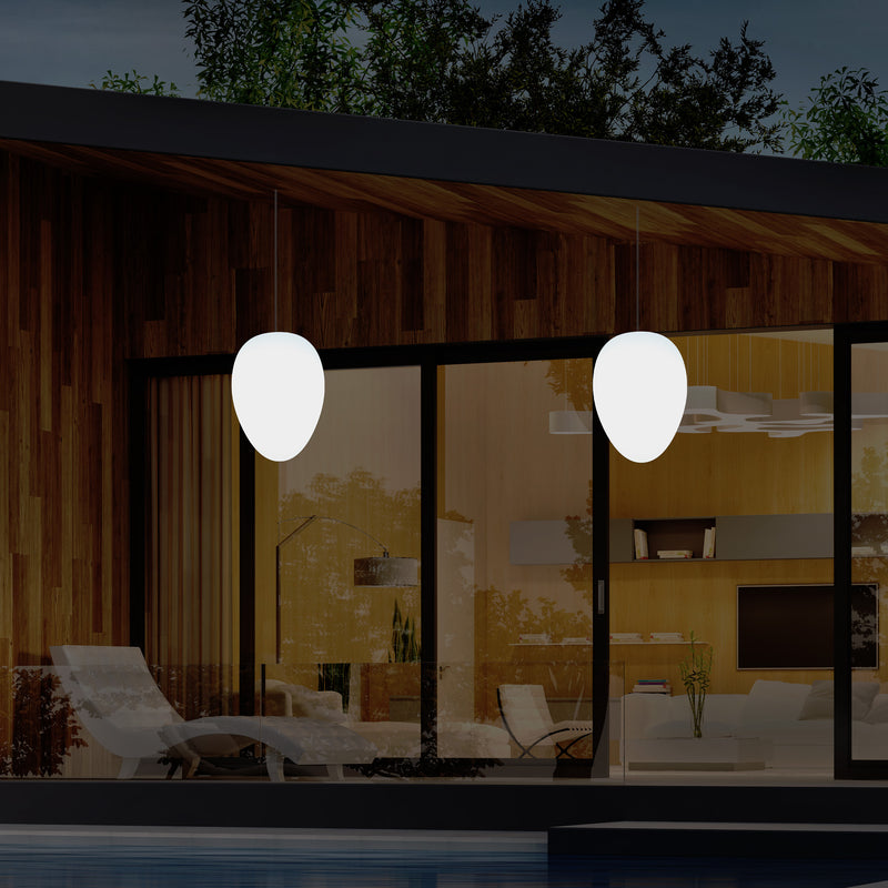 Udendørs Terrasse Havebelysning Loftlampe, 37cm Æggeformet LED Hængelampe, RGB