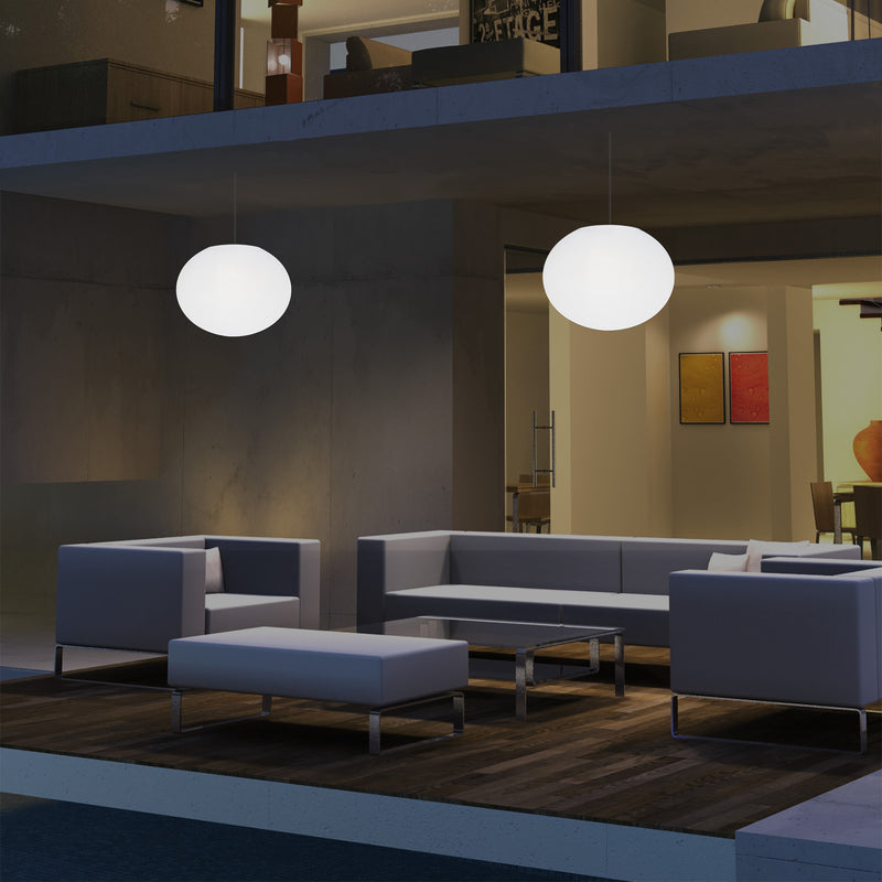 Udendørsbelysning Hængelampe, LED Loftlampe med Ledning, 27cm Oval Ellipse, RGB