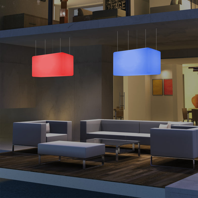 Loftlampe Udendørsbelysning, 55x35cm Aflang LED Stikkontaktdrevet Hængelampe, RGB