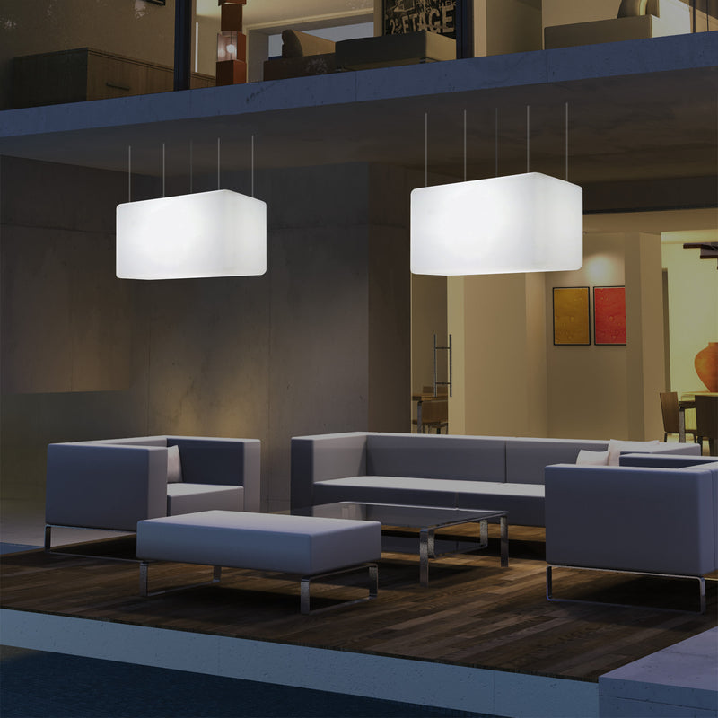 Loftlampe Udendørsbelysning, 55x35cm Aflang LED Stikkontaktdrevet Hængelampe, RGB