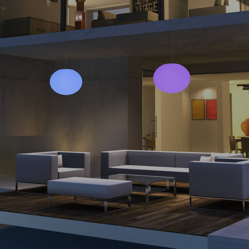 Udendørsbelysning Hængelampe, LED Loftlampe med Ledning, 27cm Oval Ellipse, RGB