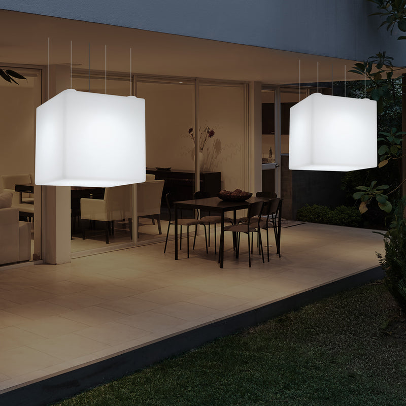 Udendørs Havebelysning Hængelampe, Stikkontakt LED Loftlampe, 60cm Firkantet, Flerfarvet