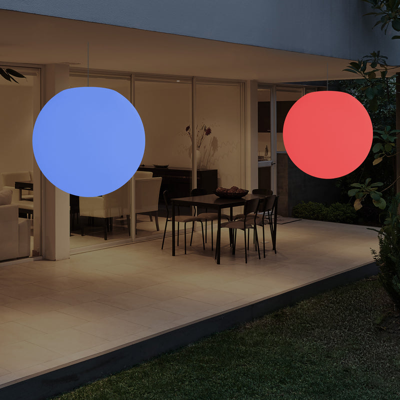 Udendørs Pendlerlampe Havebelysning, Stikkontakt LED Loftlampe, 60cm Globus, RGB