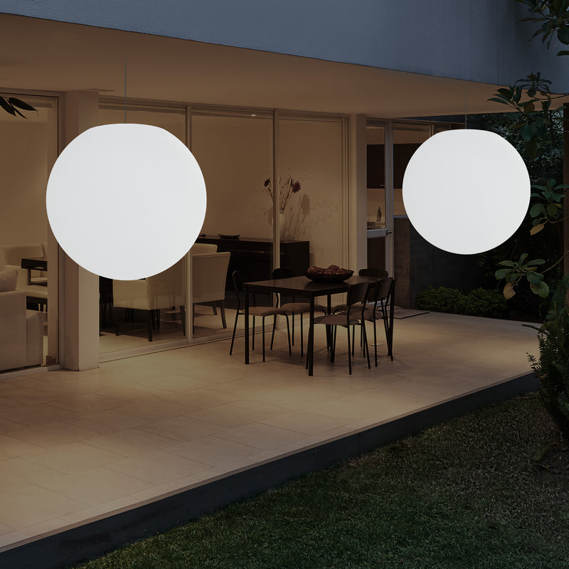 Udendørs Pendlerlampe Havebelysning, Stikkontakt LED Loftlampe, 60cm Globus, RGB