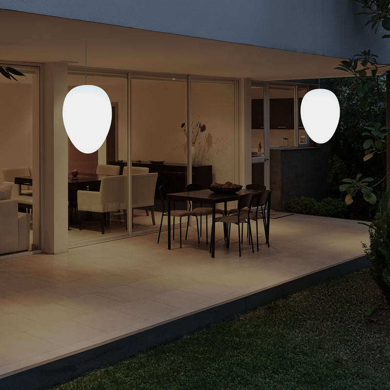 Udendørs Terrasse Havebelysning Loftlampe, 37cm Æggeformet LED Hængelampe, RGB