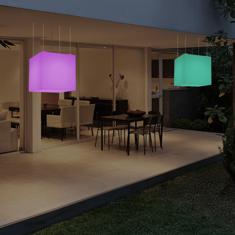 Stikkontaktdrevet Udendørs Terrassebelysning, 50cm LED Kasseformet Hængelampe, 5V Lavspænding