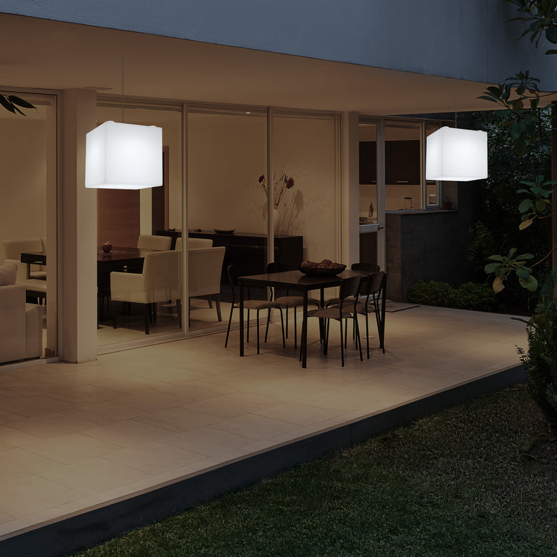 Havebelysning Terrasselampe, 20cm LED Kasseformet Pendlerlampe, RGB, Stikkontakt
