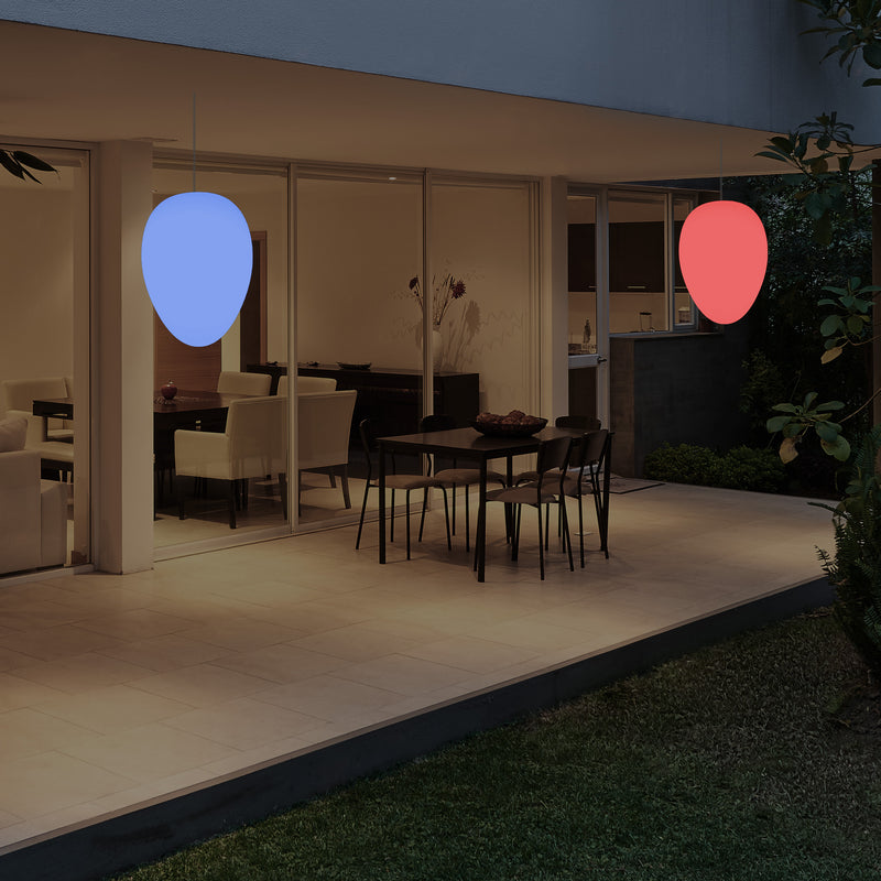 Udendørs Terrasse Havebelysning Loftlampe, 37cm Æggeformet LED Hængelampe, RGB